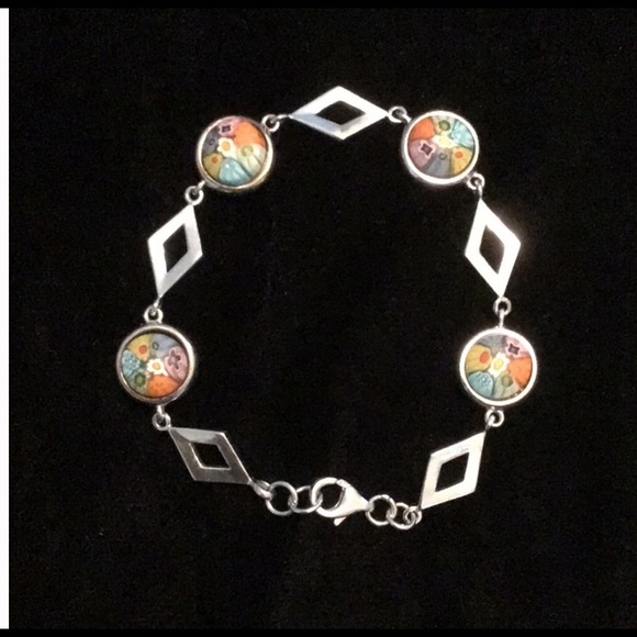 🆕 Murano Millefiori Round silver bracelet. - Picture 1 of 5